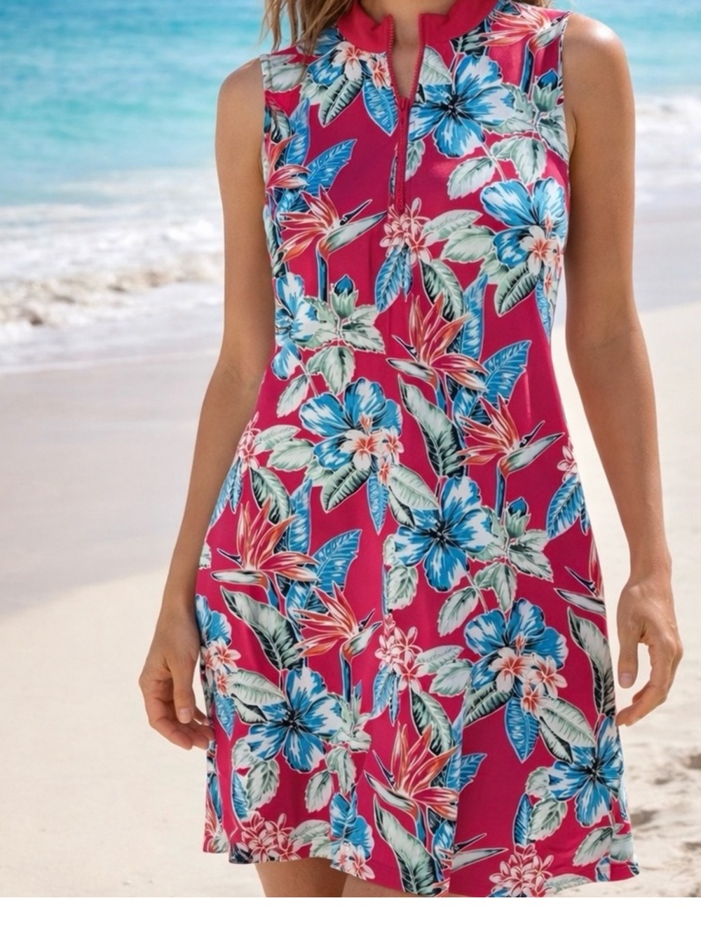 Tommy BAHAMA golf dress Fuchsia Tropical Floral SZ SM